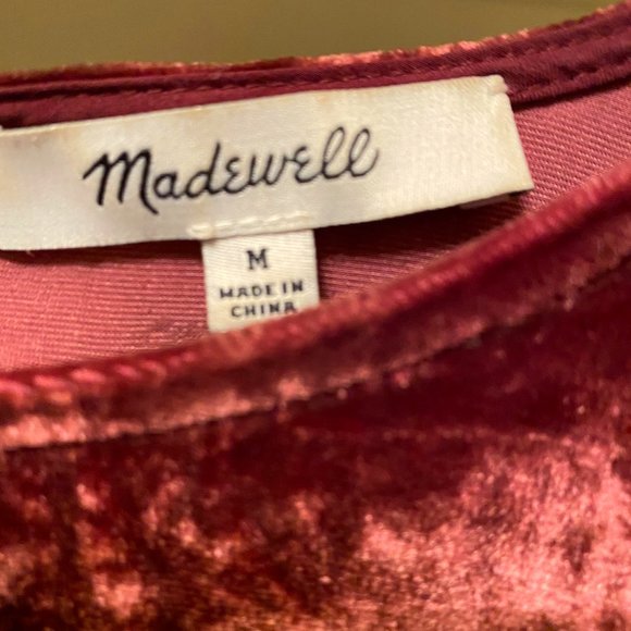 Madewell Cabernet Burgundy Velvet Short-Sleeve Top - Picture 6 of 10
